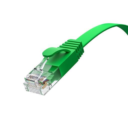 GCR Патч-корд PROF плоский прямой 3.0m, UTP медь кат.6, зеленый, 30 AWG, ethernet high speed 10 Гбит/с, RJ45, T568B, GCR-52842 Greenconnect RJ45(m) - RJ45(m) Cat. 7 U/UTP PVC 3м (GCR-52842) фото 2