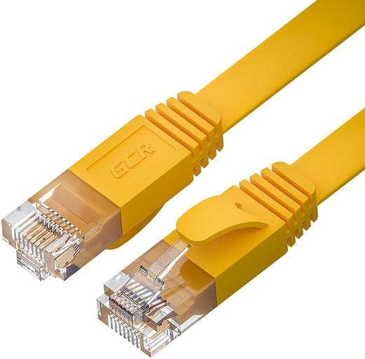 GCR Патч-корд PROF плоский прямой 2.0m, UTP медь кат.6, желтый, 30 AWG, ethernet high speed 10 Гбит/с, RJ45, T568B, GCR-52827 Greenconnect RJ45(m) - RJ45(m) Cat. 7 F/FTP LSZH 2м (GCR-52827) фото 1