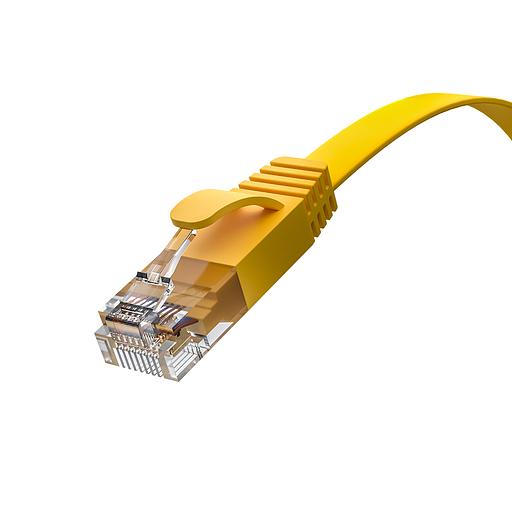GCR Патч-корд PROF плоский прямой 2.0m, UTP медь кат.6, желтый, 30 AWG, ethernet high speed 10 Гбит/с, RJ45, T568B, GCR-52827 Greenconnect RJ45(m) - RJ45(m) Cat. 7 F/FTP LSZH 2м (GCR-52827) фото 2