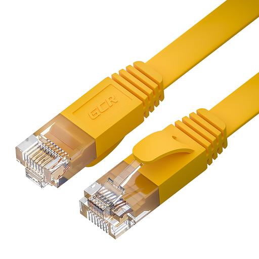 GCR Патч-корд PROF плоский прямой 15.0m, UTP медь кат.6, желтый, 30 AWG, ethernet high speed 10 Гбит/с, RJ45, T568B, GCR-52826 Greenconnect GCR-52826 фото 1