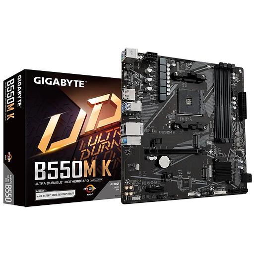 Материнская плата GIGABYTE B550M K, AM4, B550, 4*DDR4, DP+HDMI, 4 SATA 6 Гб/с, M2, Audio, Gb LAN, USB 3.2, USB 2.0, mATX (B550M K) фото 1