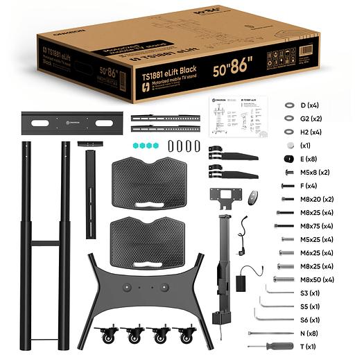 ONKRON моторизированная стойка для ТВ 50"-86", черная TS1881 eLift фото 8