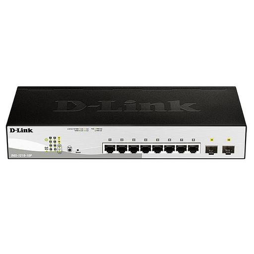 Коммутатор D-Link DGS-1210-10P/F3A, L2 Smart Switch with 8 10/100/1000Base-T ports and 2 1000Base-X SFP ports (8 PoE ports 802.3af/802.3at (30 W), PoE Budget 78 W).16K Mac address, 802.3x Flow Control, 4K of 8 (DGS-1210-10P/F3A) фото 2