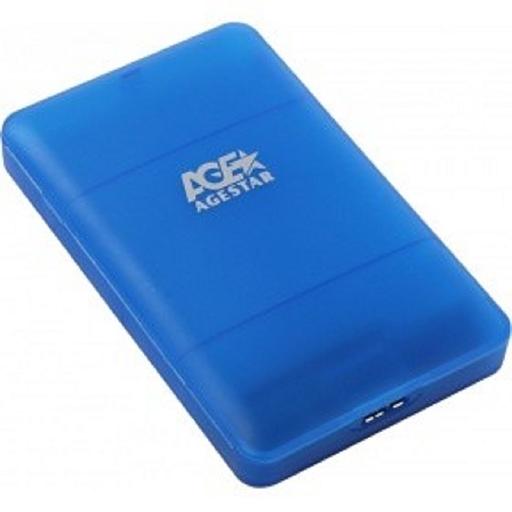 AgeStar 3UBCP3 (BLUE) USB 3.0 Внешний корпус 2.5" SATAIII HDD/SSD USB 3.0, пластик, синий, безвинтовая конструкция фото 1