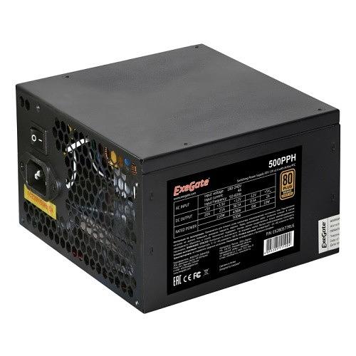 Exegate EX280577RUS-OEM Блок питания 500W Exegate 500PPH-OEM, 80+Bronze, ATX, black, APFC, 12cm, 24p, (4+4)p, 5*SATA, 3*IDE фото 1