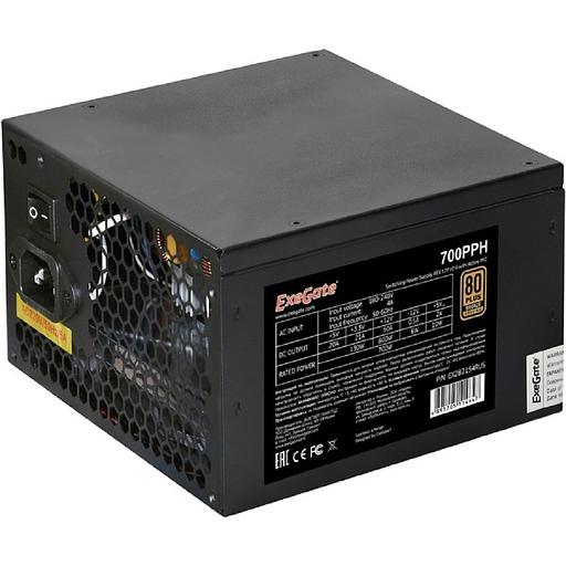 Exegate EX282154RUS Блок питания 700W ExeGate 80 PLUS® Bronze 700PPH (ATX, APFC, КПД 89% (80 PLUS Bronze), 12cm fan, 24pin, (4+4)pin, PCIe, 5xSATA, 3xIDE, black, Color Box) фото 1