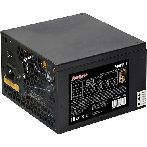 Exegate EX282154RUS-OEM Блок питания 700W ExeGate 80 PLUS® Bronze 700PPH-OEM (ATX, APFC, КПД 89% (80 PLUS Bronze), 12cm fan, 20+4pin, 2x(4+4)pin, 4xPCI-E, 8xSATA, 4xIDE, black, RTL) фото 1