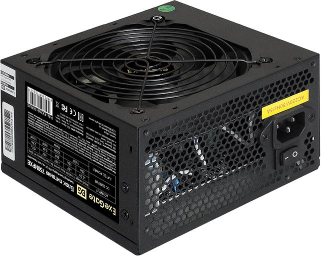 Exegate EX292176RUS Блок питания 750W ExeGate 750NPXE (ATX, PPFC, 12cm fan, 24pin, (4+4)pin, PCIe, 4xSATA, 3xIDE, FDD, black) фото 1