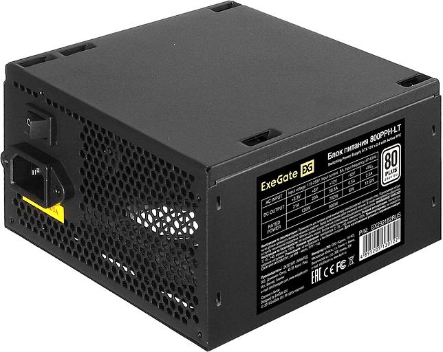 Exegate EX292152RUS Блок питания 800W ExeGate 80 PLUS® 800PPH-LT (ATX, APFC, КПД 82% (80 PLUS), 12cm fan, 24pin, 2x(4+4)pin, PCIe, 5xSATA, 3xIDE, black, Color Box) фото 2