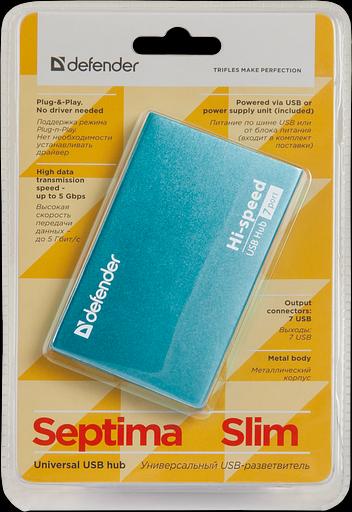DEFENDER USB (QUADRO) SEPTIMA SLIM USB 2.0, 7 порта, (с адап. 2А) фото 5