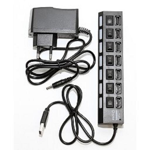 5bites HB27-203PBK Концентратор 7*USB2.0 / БП 5В-2А / 1M / BLACK фото 1