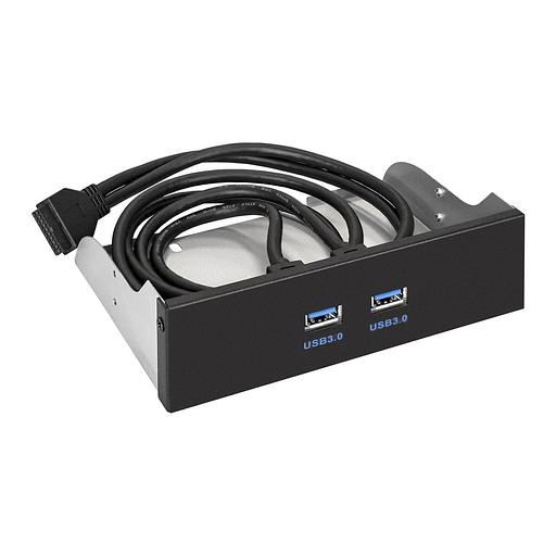 Exegate EX289289RUS Планка USB на переднюю панель ExeGate U5H-615, 5,25", 2*USB3.0, черная, металл, подсоед. к MB фото 1