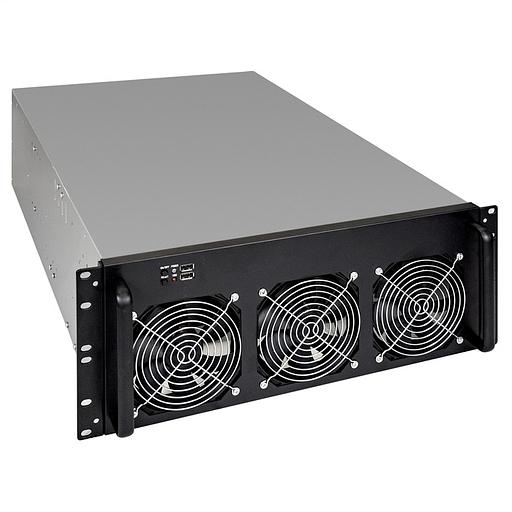 Exegate EX288960RUS Корпус для майнинга ExeGate Pro 8-650 <без БП, 2*USB, 6*fan 120мм, места под: 8 видеокарт, 1 БП> фото 1