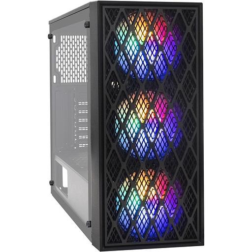 Exegate EX293017RUS Корпус Miditower ExeGate EVO-8243-NPX500 (ATX, БП 500NPX с вент 12 см, 2*USB+1*USB3.0, черный, 3 вент. с RGB подсветкой, боковая панель - закаленное стекло) фото 1