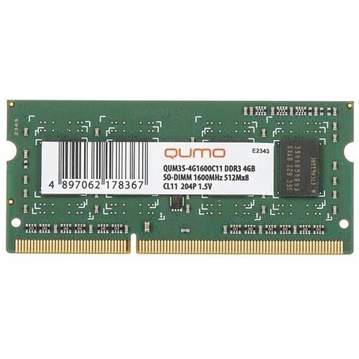 QUMO DDR3 SODIMM 4GB QUM3S-4G1600C11 PC3-12800, 1600MHz фото 1