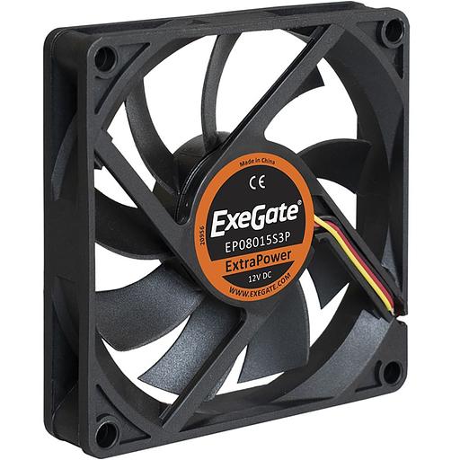 Exegate EX283374RUS Вентилятор ExeGate ExtraPower EP08015S3P, 80x80x15 мм, подшипник скольжения, 3pin, 2500RPM, 26dBA фото 2