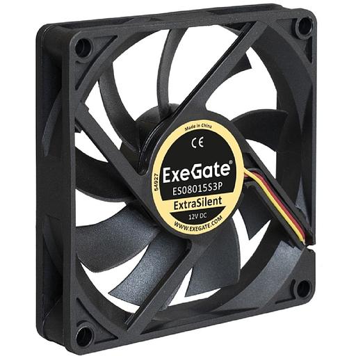 Exegate EX283373RUS Вентилятор ExeGate ExtraSilent ES08015S3P, 80x80x15 мм, подшипник скольжения, 3pin, 1600RPM, 23dBA фото 1