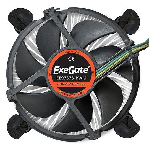 Exegate EX283277RUS Кулер ExeGate EE97378-PWM, Al + Copper, S1150/1151/1155/1156, TDP 95W, Hydro bearing, 4pin, 23.5db, BOX фото 1