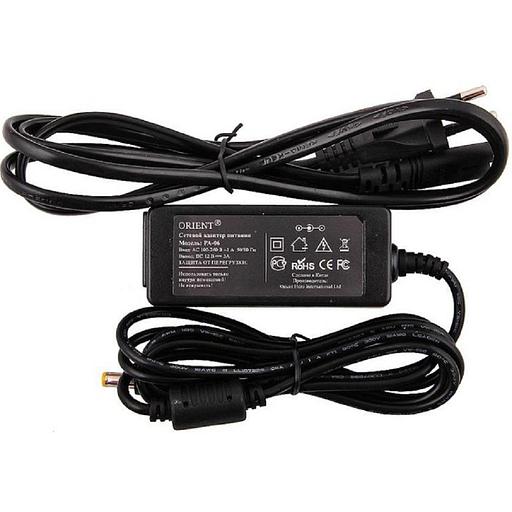 ORIENT PA-06, Блок питания DC 12V, 3.0A, стабилизированный, защита от КЗ и перегрузки ( Imax~3.5А ), вилка с кабелем (29505 ) фото 1