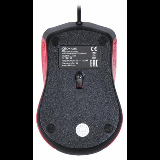 Oklick 225M черный/красный Мышь оптическая (1200dpi) USB (3but) [288237] фото 3