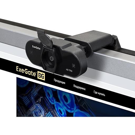 Exegate EX287385RUS Веб-камера ExeGate BlackView C525 HD (матрица 1/3"1,3 Мп,1280х720,720P,30fps,4-линзовый объектив,USB+35mm Jack,фиксированный фокус, микрофон с шумоподавлением, универсальное к фото 2