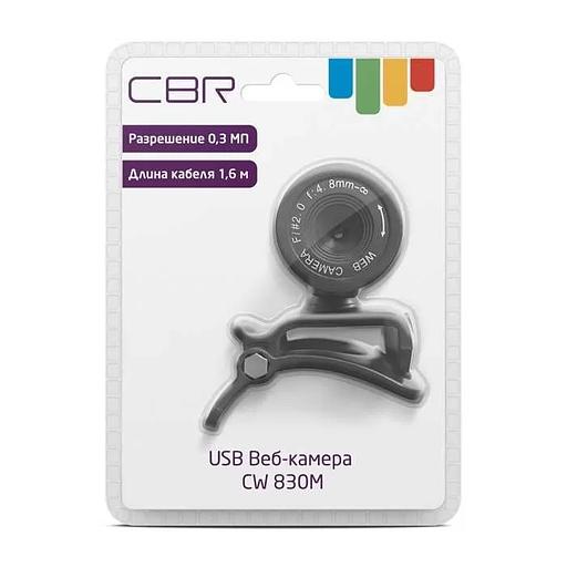 CBR CW 830M Black, Веб-камера с матрицей 0,3 МП, разрешение видео 640х480, USB 2.0, встроенный микрофон, ручная фокусировка, крепление на мониторе, длина кабеля 1,4 м, цвет чёрный фото 1