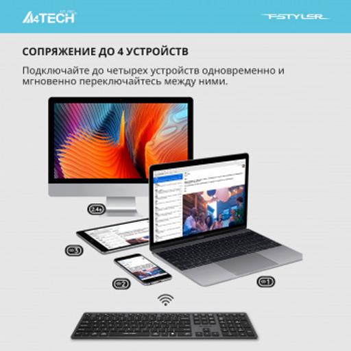 Клавиатура A4Tech Fstyler FBX50C серый USB беспроводная BT/Radio slim Multimedia (FBX50C GREY) фото 9