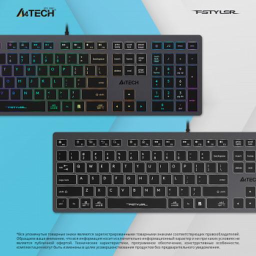 Клавиатура A4Tech Fstyler FX60H серый USB slim LED (FX60H GREY/NEON) [FX60H GREY/NEON] фото 6