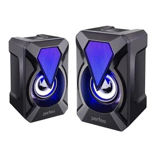 Perfeo колонки "FLAMES", 2.0, мощность 2х3 Вт, USB, чёрн, Game Design, LED подсветка 7 цв фото 1