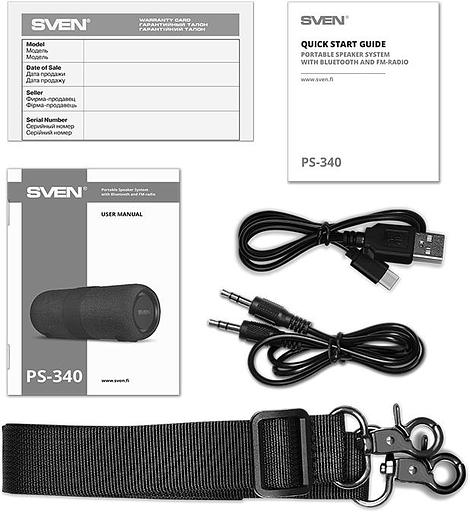 SVEN PS-340, черный (24 Вт, Waterproof (IPx6), TWS, Bluetooth, FM, USB, 3600мА*ч) фото 10