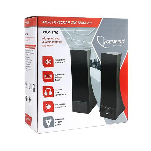 Gembird SPK-500, черный, 6 Вт, рег. громкости, разъём для наушников,питание 220 фото 4