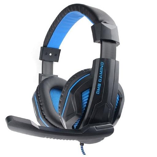 Gembird MHS-G215, код "Printbar", черный/синий, регулировка громкости, кабель2м фото 1