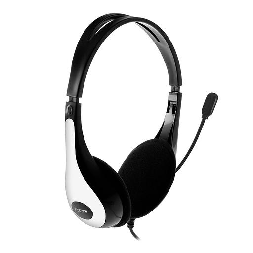 CBR CHP 353M White, Компьютерная гарнитура проводная стерео, микрофон с шумоподавл., накл. наушники, USB, кнопка выкл. микрофона, регул. громк., регул. оголовья, длина каб. 2 м, цвет чёрный-белый фото 1