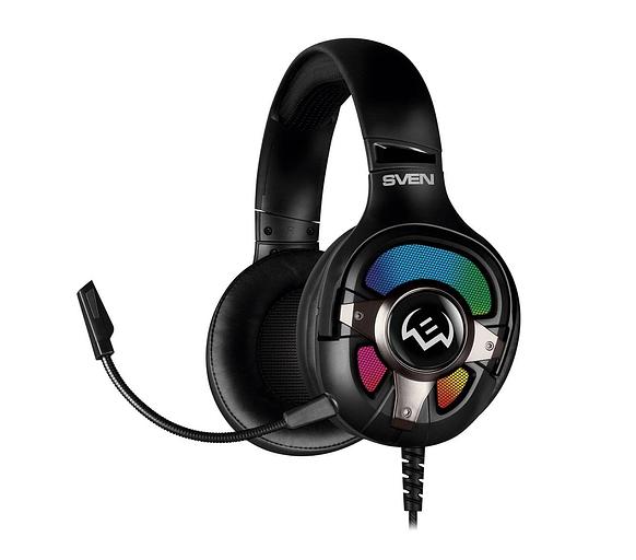 Игровые стереонаушники с микрофоном SVEN AP-U1100MV, черный (USB, RGB, 7.1) фото 1