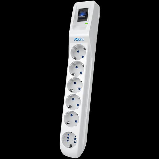 Сетевой фильтр Pilot L GP 6 розеток (5 евро + 1GP) 1.8 м ZIS Pilot L-6 GP фото 1