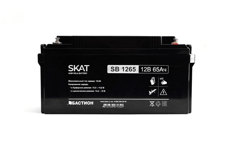 SKAT SB 1265 АКБ свинцово-кислотная тип AGM 12V 65Ач I зар.19,5А (клеммы под болт М6, гарантия - 18 месяцев) (2541) фото 2
