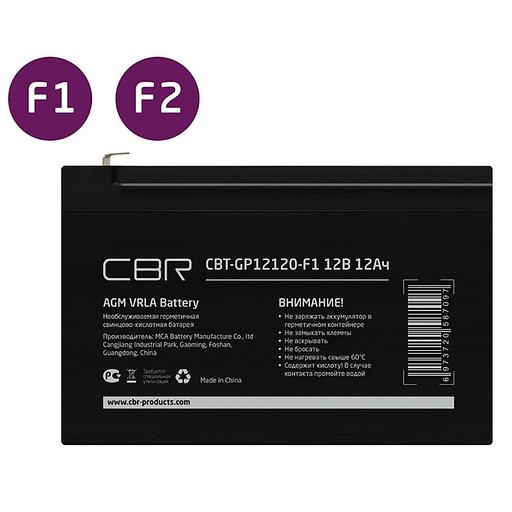 CBR Аккумуляторная VRLA батарея CBT-GP12120-F2 (12В 12Ач), клеммы F2 фото 1