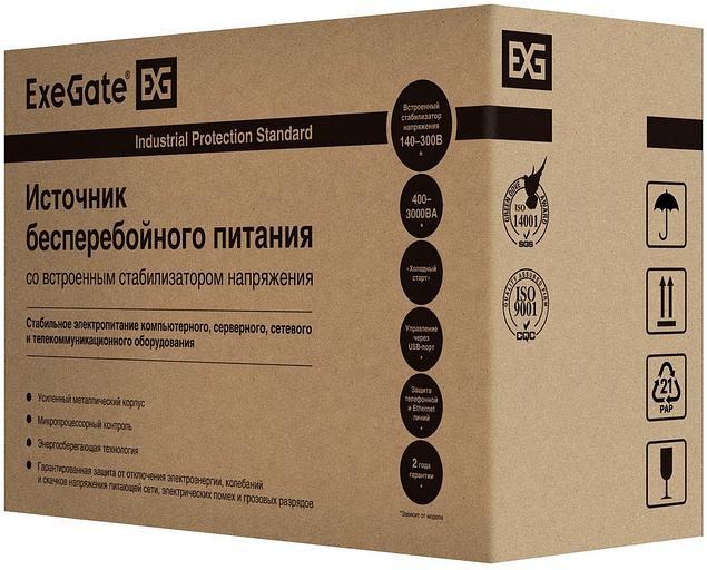 Exegate EP285483RUS ИБП ExeGate SpecialPro UNB-1000.LED.AVR.EURO.RJ <1000VA/650W, LED, AVR, 4 евророзетки, RJ45/11, Black> фото 4