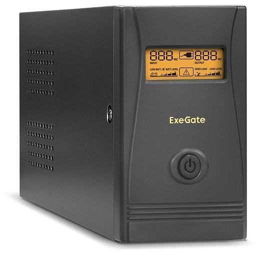 Exegate EP285479RUS ИБП ExeGate Power Smart ULB-850.LCD.AVR.EURO.RJ <850VA/480W, LCD, AVR, 2 евророзетки, RJ45/11, Black> фото 1