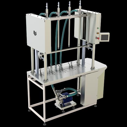 Полуавтомат розлива жидкостей в тару 0,5 – 10,0 л ПР-800В-МГ (весовой, 4 головы, с опусканием) фото 1