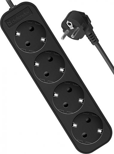 Defender Удлинитель M450 5.0 м, 4 розетки, черный [99327], с заземлением фото 1