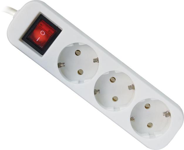 Defender Удлинитель S318 1.8 м, 3 розетки [99233] выключатель, с заземлением фото 1