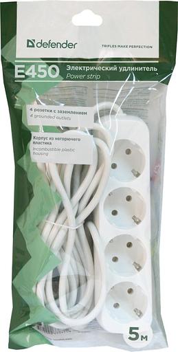 Defender Удлинитель S450 5.0 м, 4 розетки [99239], выключатель, с заземлением фото 2