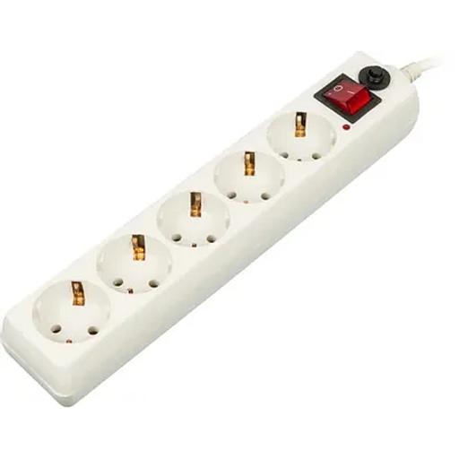 BURO Сетевой фильтр, 5 розеток, 3 метра, (500SH-3-W), белый (коробка) {992290} фото 1