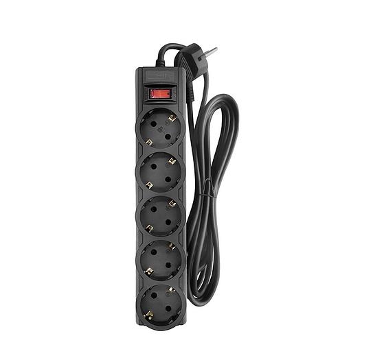 CBR Сетевой фильтр CSF 2505-5.0 Black CB, 5 евророзеток, длина кабеля 5 метров, цвет чёрный (коробка) фото 1