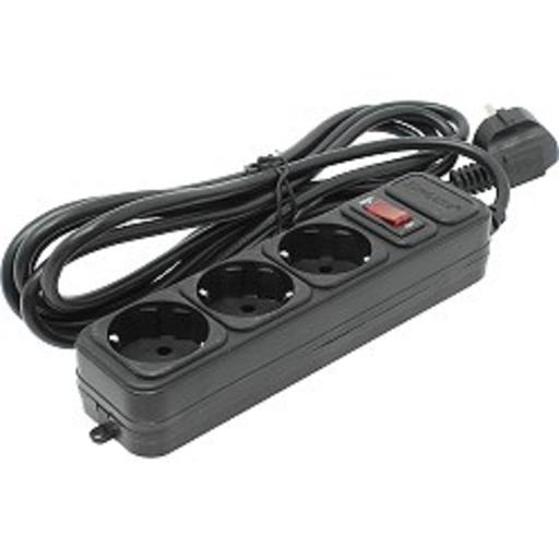 Exegate EX221179RUS Сетевой фильтр Exegate SP-3-3B (3 розетки, 3м, евровилка, черный) фото 1