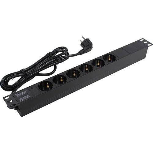 Exegate EX280828RUS Блок розеток ExeGate ServerPro PDU-19H603 Al-6S-EU2.5, 19",1U,алюм, 6Schuko, евровилка, 2.5м фото 1
