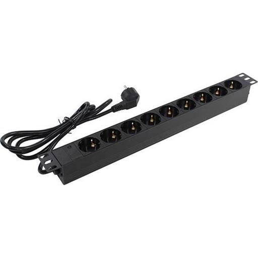 Exegate EX280848RUS Блок розеток ExeGate ServerPro PDU-19H902 Al-9S-EU1.8, 19",1U,алюм, 9Schuko, евровилка, 1.8м фото 1