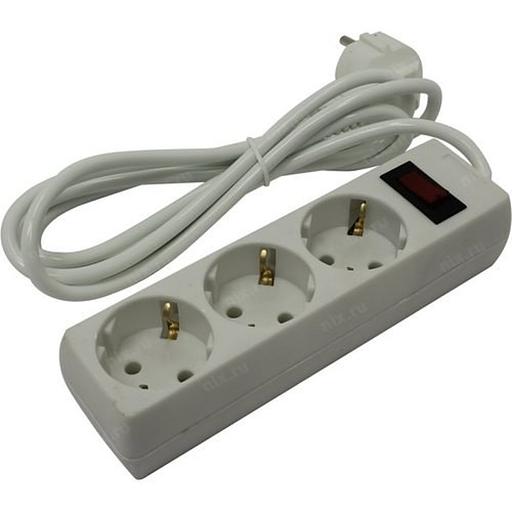 Exegate EX279346RUS Удлинитель ExeGate EC-3-1.8W (3 розетки, 1.8м, евровилка, белый) фото 1