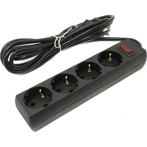 Exegate EX279397RUS Удлинитель ExeGate EC-4-3B (4 розетки, 3м, евровилка, черный) фото 1